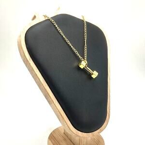 Stainless Steel Gold Dumbbell Fitness Necklace Bible Verse Valentine's Birthday